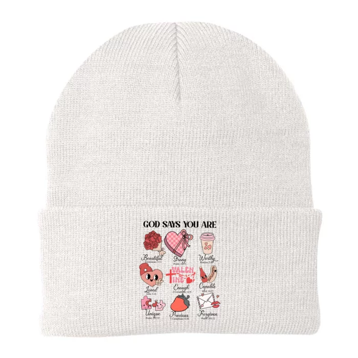 Valentine God Says You Are Beautiful Strong Worthy Loved Unique Precious Knit Cap Winter Beanie