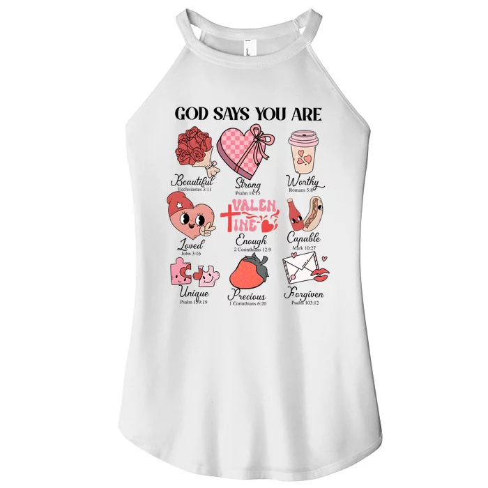 Valentine God Says You Are Beautiful Strong Worthy Loved Unique Precious Women’s Perfect Tri Rocker Tank