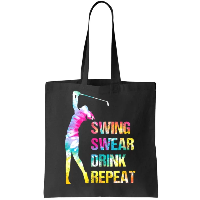 Vintage Golf Swing Swear Drink Repeat Funny Tote Bag