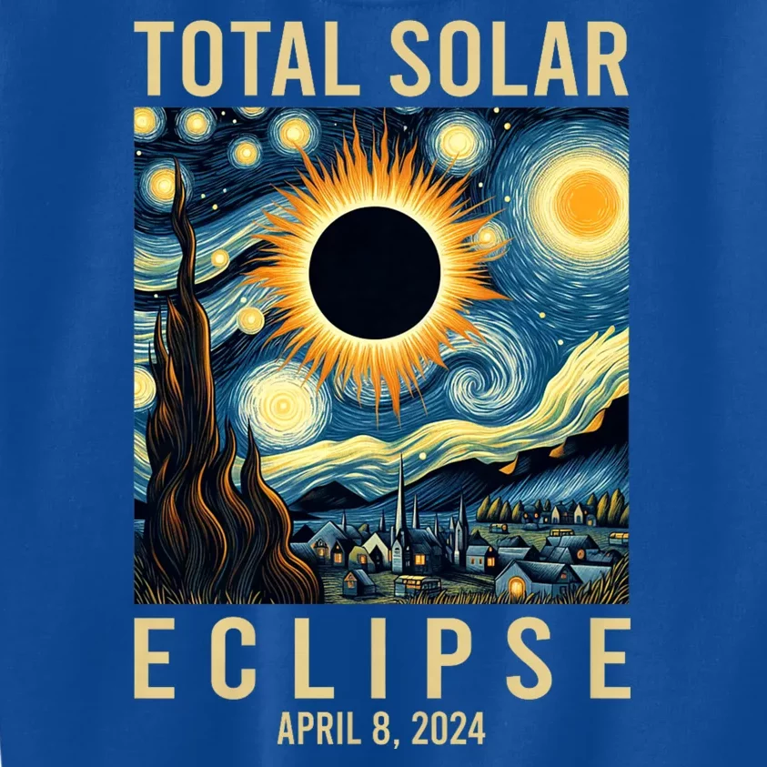 Van Gogh Starry Night Total Solar Eclipse April 8 2024 Kids Sweatshirt