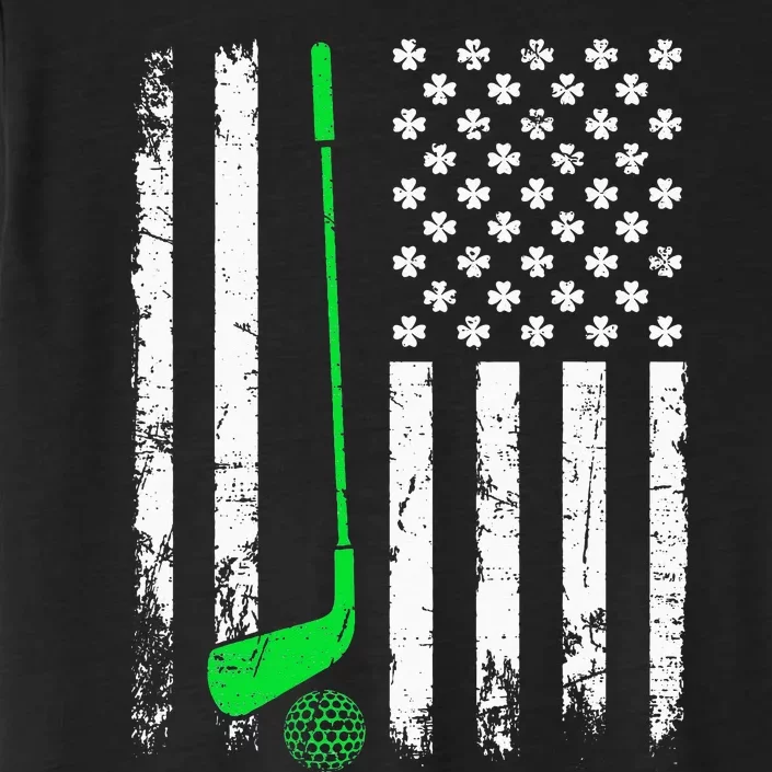 Vintage Golf St Patricks Day American Flag Shamrock ChromaSoft Performance T-Shirt