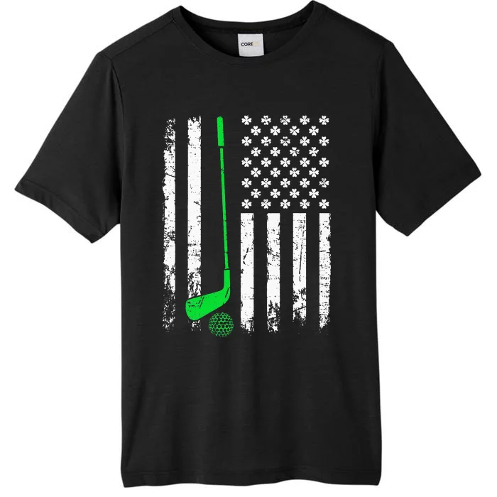 Vintage Golf St Patricks Day American Flag Shamrock ChromaSoft Performance T-Shirt