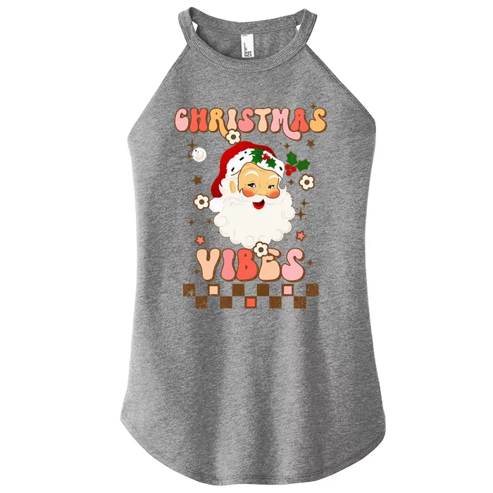 Vintage Groovy Santa Claus Christmas Vibes Women’s Perfect Tri Rocker Tank