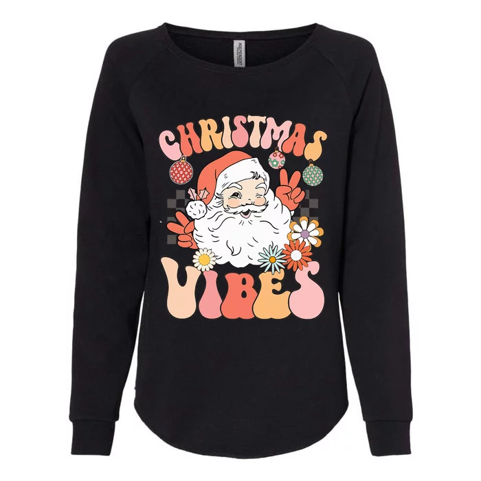 Vintage Groovy Santa Claus Christmas Vibes Womens California Wash Sweatshirt