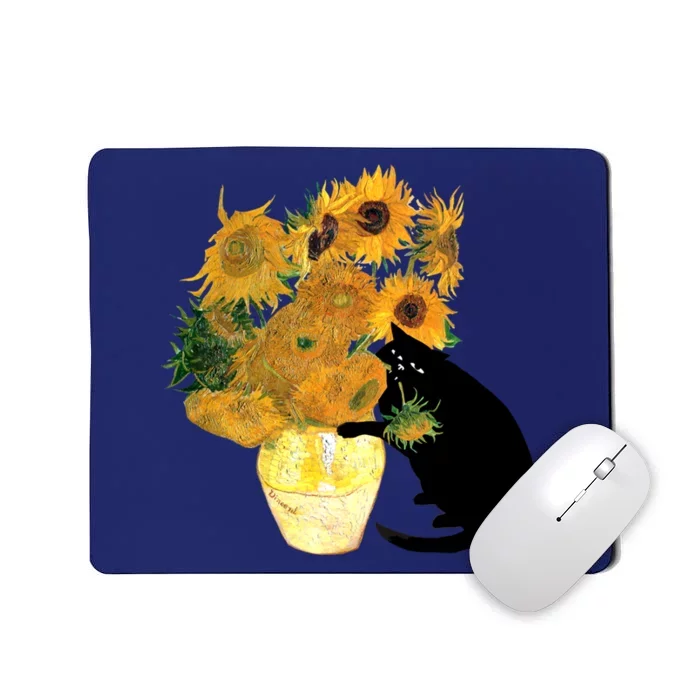 Van Gogh Sunflowers Plus One Cat Mousepad