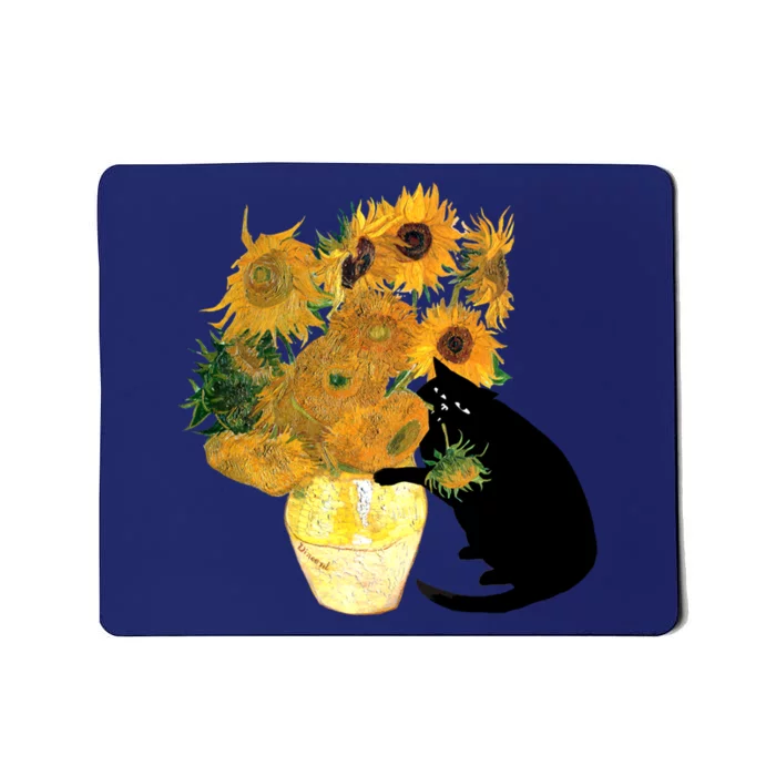 Van Gogh Sunflowers Plus One Cat Mousepad