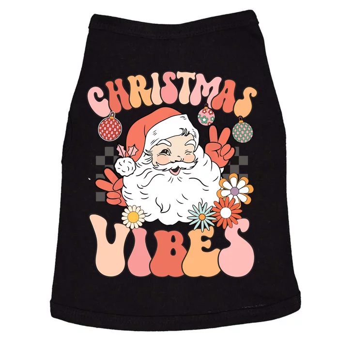 Vintage Groovy Santa Claus Christmas Vibes Women Kids Girls Doggie Tank