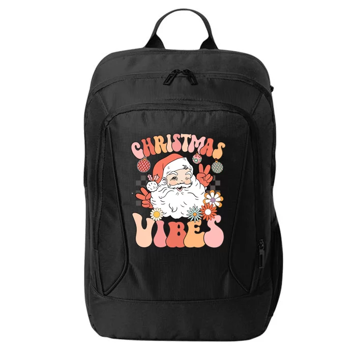 Vintage Groovy Santa Claus Christmas Vibes Women Kids Girls City Backpack