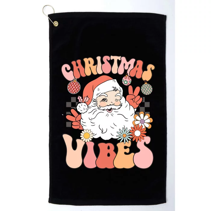 Vintage Groovy Santa Claus Christmas Vibes Women Kids Girls Platinum Collection Golf Towel