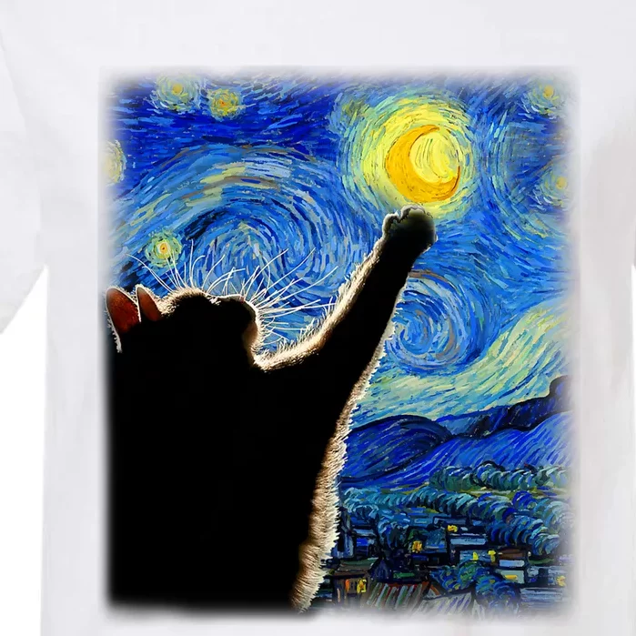 Van Gogh Starry Night Cat Classic Fit Cat Lover Mom Dad Gift Black Garment-Dyed Heavyweight T-Shirt