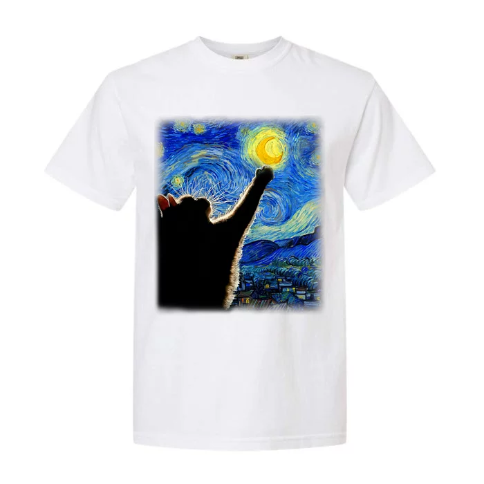 Van Gogh Starry Night Cat Classic Fit Cat Lover Mom Dad Gift Black Garment-Dyed Heavyweight T-Shirt