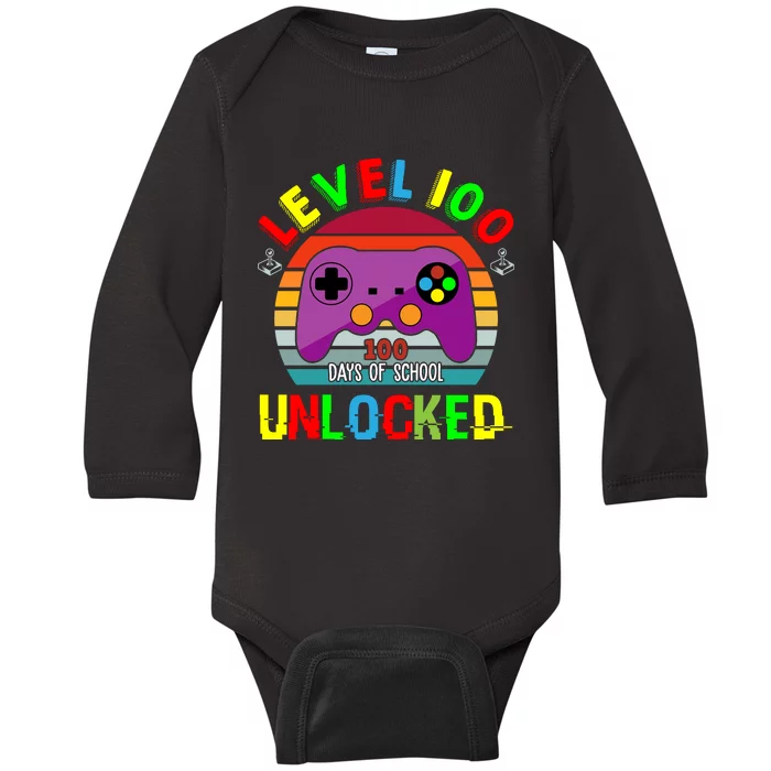 Video Gamer Student 100 Days Of School Baby Long Sleeve Bodysuit