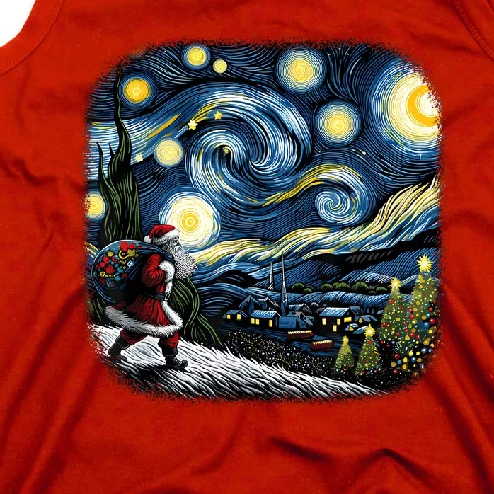 Van Gogh Starry Night Santa Christmas Winter Snowy Night Tank Top