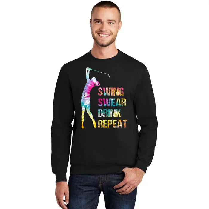 Vintage Golf Swing Swear Drink Repeat Love Golfing Golfer Sweatshirt