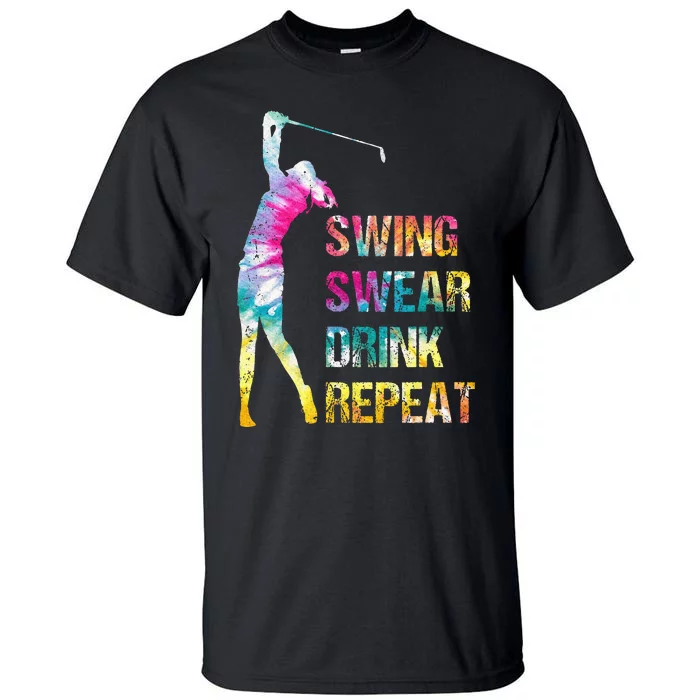 Vintage Golf Swing Swear Drink Repeat Love Golfing Golfer Tall T-Shirt