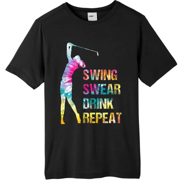 Vintage Golf Swing Swear Drink Repeat Love Golfing Golfer ChromaSoft Performance T-Shirt