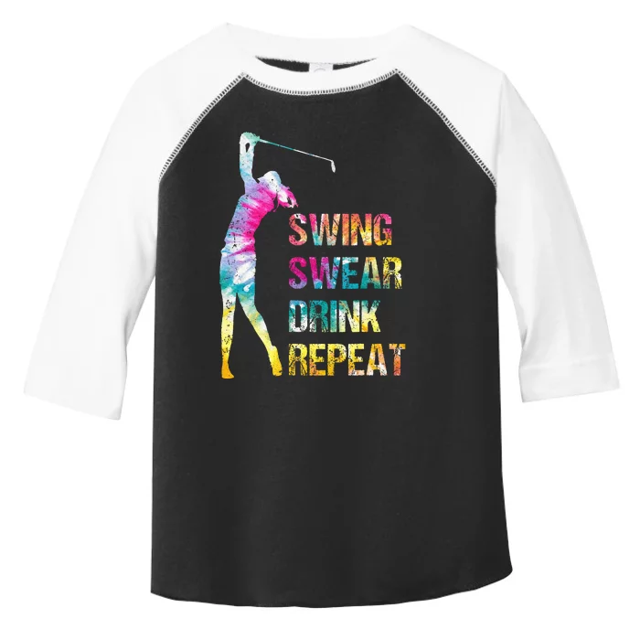 Vintage Golf Swing Swear Drink Repeat Love Golfing Golfer Toddler Fine Jersey T-Shirt