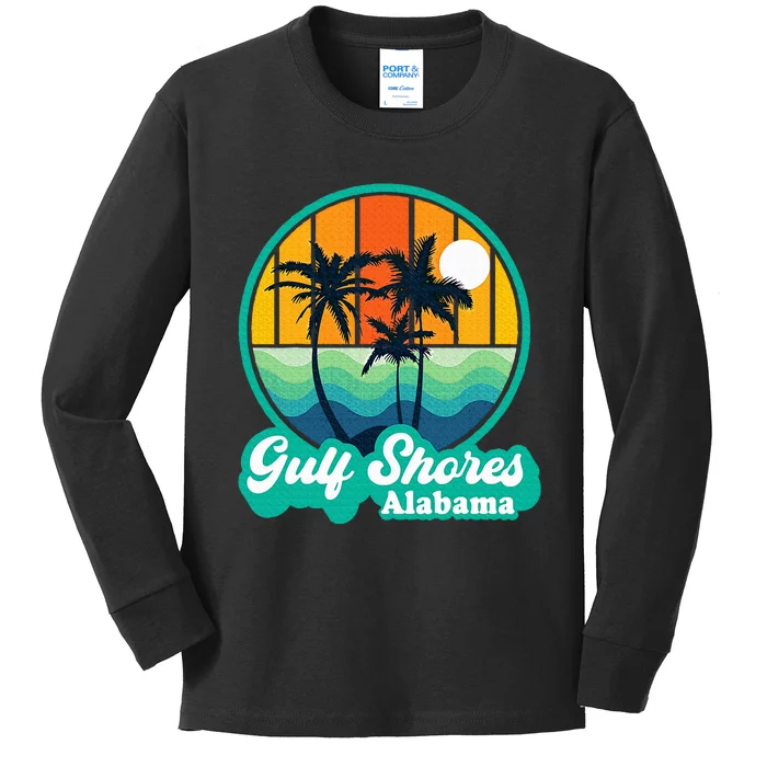 Vintage Gulf Shores Alabama Summer Vacation Beach Souvenirs Kids Long Sleeve Shirt