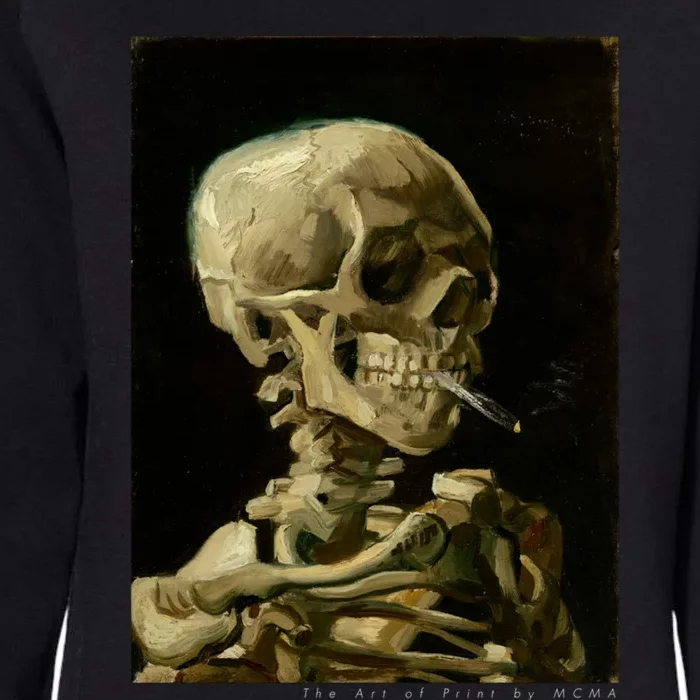 Van Gogh Skull Of A Skeleton With Burning Cigarette Print Cool Gift Womens California Wash Sweatshirt