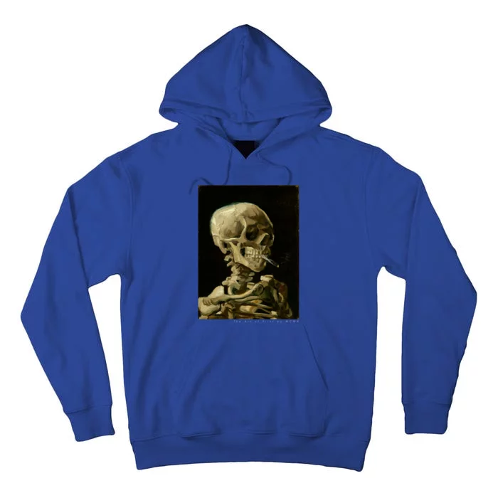 Van Gogh Skull Of A Skeleton With Burning Cigarette Print Cool Gift Tall Hoodie