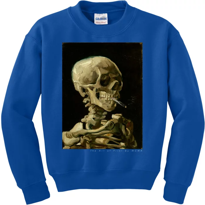 Van Gogh Skull Of A Skeleton With Burning Cigarette Print Cool Gift Kids Sweatshirt