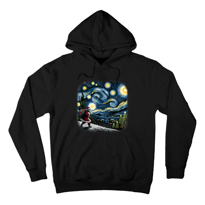 Van Gogh Starry Night Santa Christmas Winter Snowy Night Tall Hoodie