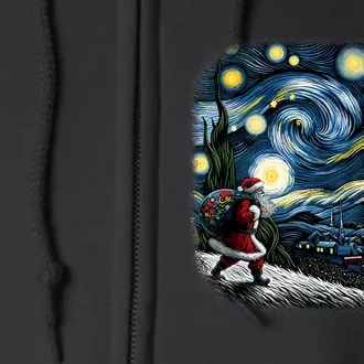 Van Gogh Starry Night Santa Christmas Winter Snowy Night Full Zip Hoodie