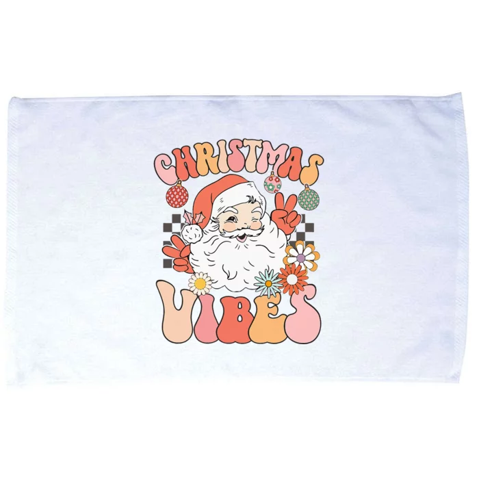 Vintage Groovy Santa Claus Christmas Vibes Microfiber Hand Towel