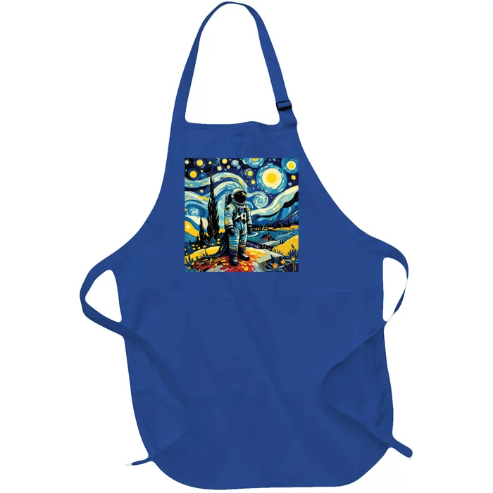 Van Gogh Starry Night Astronaut Space Lovers Full-Length Apron With Pocket