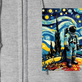 Van Gogh Starry Night Astronaut Space Lovers Full Zip Hoodie