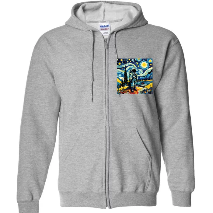 Van Gogh Starry Night Astronaut Space Lovers Full Zip Hoodie