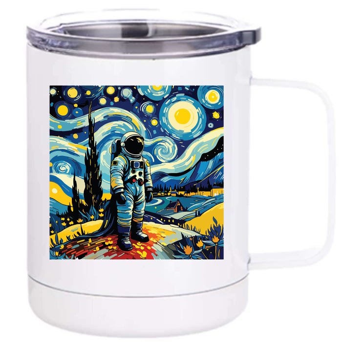 Van Gogh Starry Night Astronaut Space Lovers Front & Back 12oz Stainless Steel Tumbler Cup