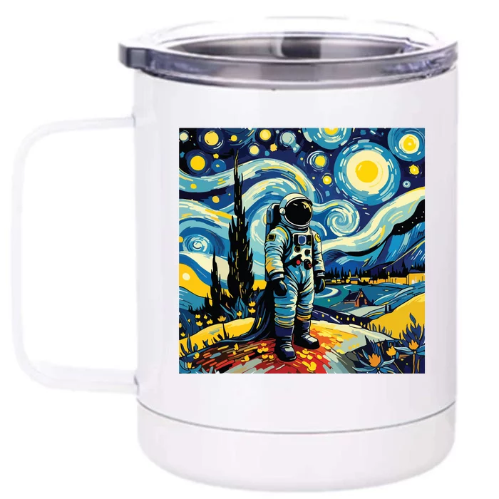 Van Gogh Starry Night Astronaut Space Lovers Front & Back 12oz Stainless Steel Tumbler Cup