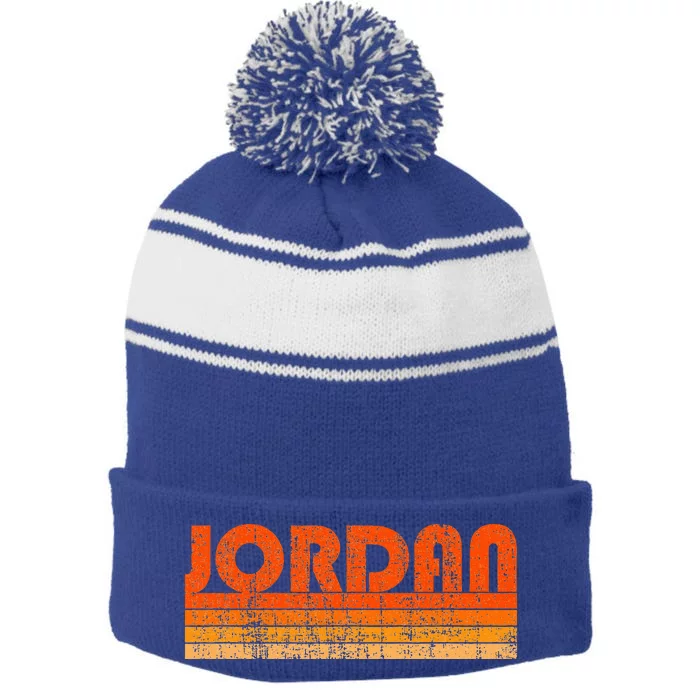 Vintage Grunge Style Jordan Stripe Pom Pom Beanie