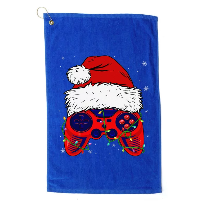 Video Game Santa Hat Funny Christmas Pjs Lights Platinum Collection Golf Towel