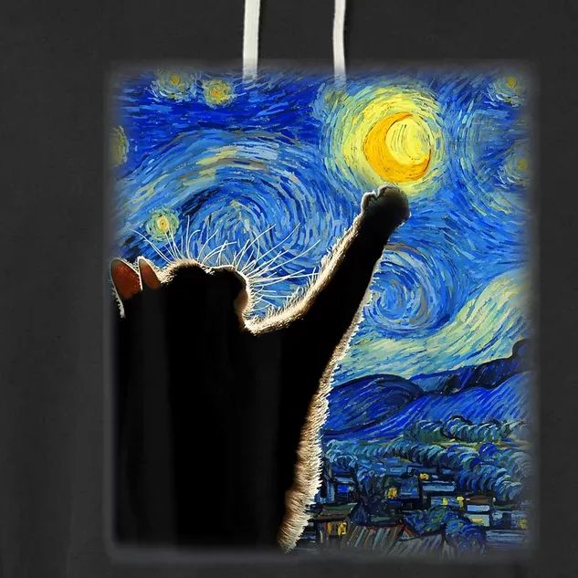 Van Gogh Starry Night Cat Garment-Dyed Fleece Hoodie