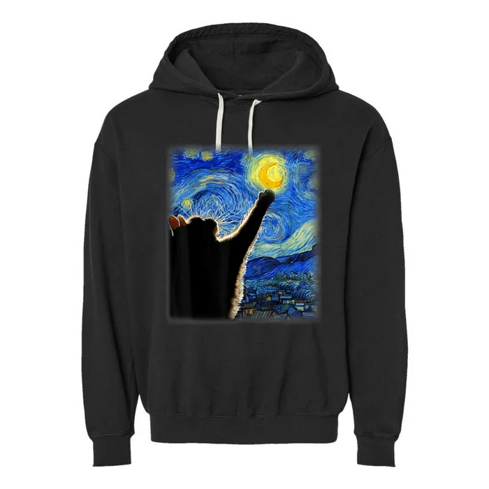 Van Gogh Starry Night Cat Garment-Dyed Fleece Hoodie