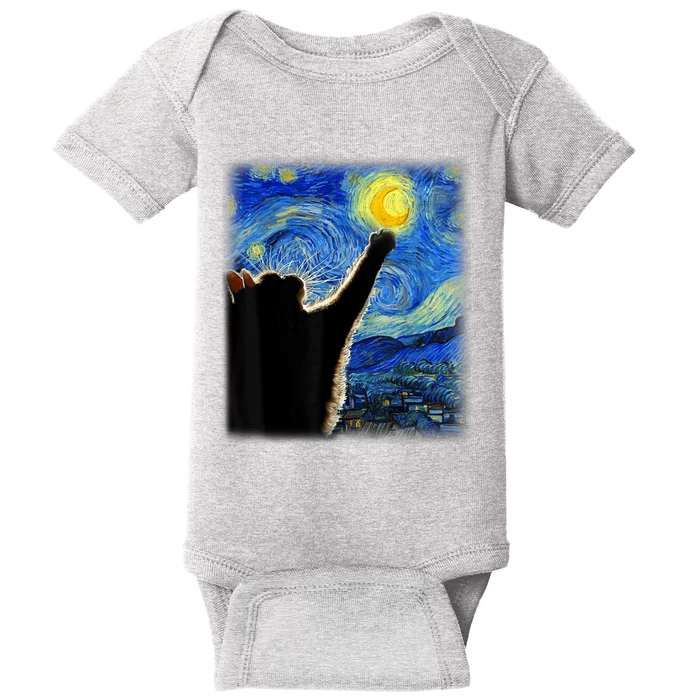 Van Gogh Starry Night Cat Baby Bodysuit