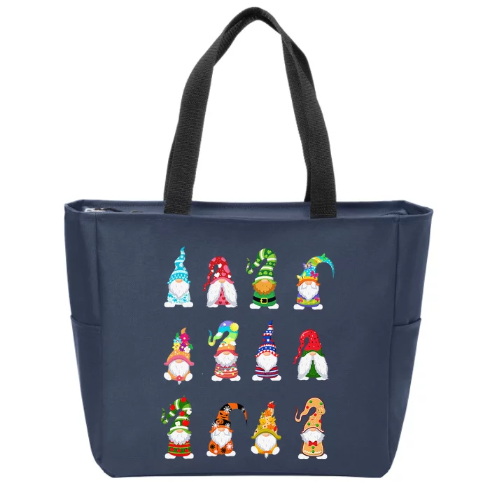 Valentine's Gnome St Patrick's Gnomies Easter Spring Gnomes Zip Tote Bag