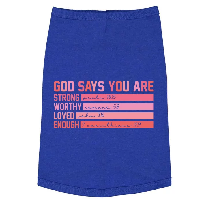 Vintage God Says You Are Strong Worthy Loved Enough Gift Doggie Tank