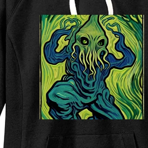 Van Gogh Style Cthulhu Lovecraft Women's Fleece Hoodie