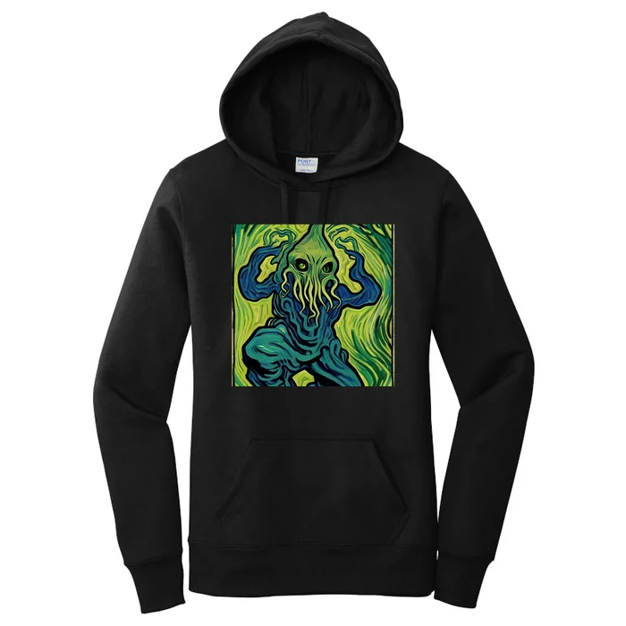 Van Gogh Style Cthulhu Lovecraft Women's Pullover Hoodie