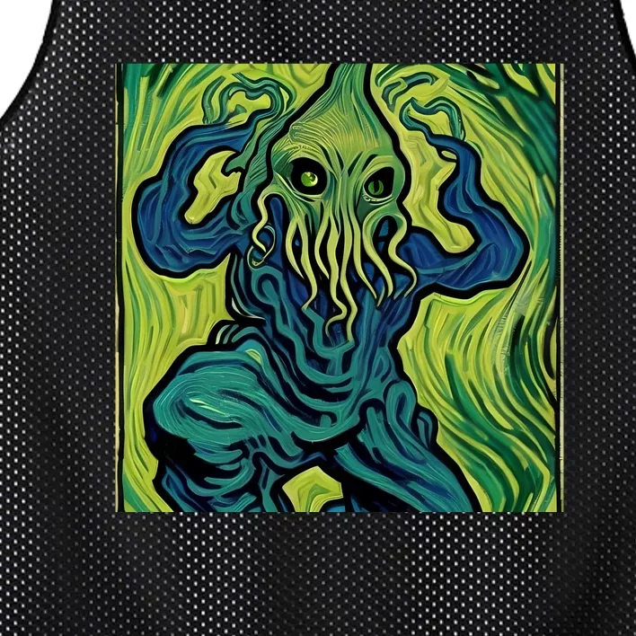 Van Gogh Style Cthulhu Lovecraft Mesh Reversible Basketball Jersey Tank