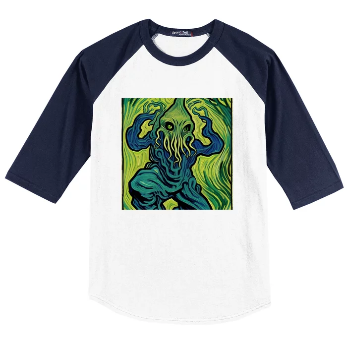 Van Gogh Style Cthulhu Lovecraft Baseball Sleeve Shirt