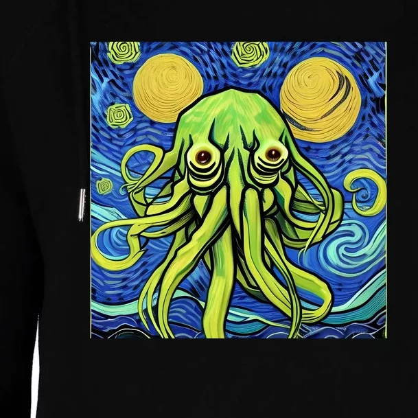 Van Gogh Style Cthulhu Lovecraft Starry Night Womens Funnel Neck Pullover Hood