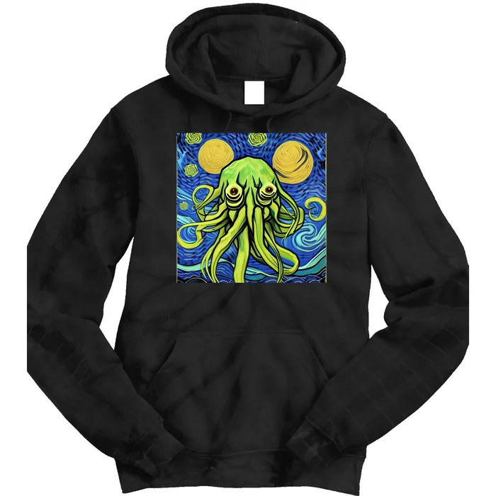 Van Gogh Style Cthulhu Lovecraft Starry Night Tie Dye Hoodie