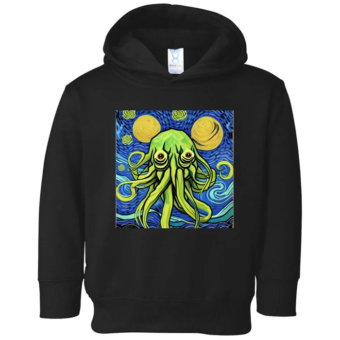 Van Gogh Style Cthulhu Lovecraft Starry Night Toddler Hoodie