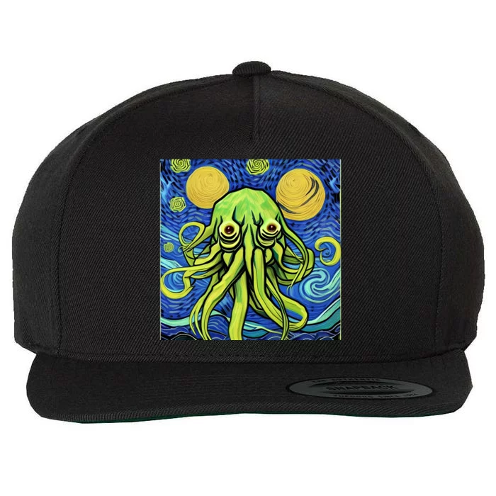 Van Gogh Style Cthulhu Lovecraft Starry Night Wool Snapback Cap