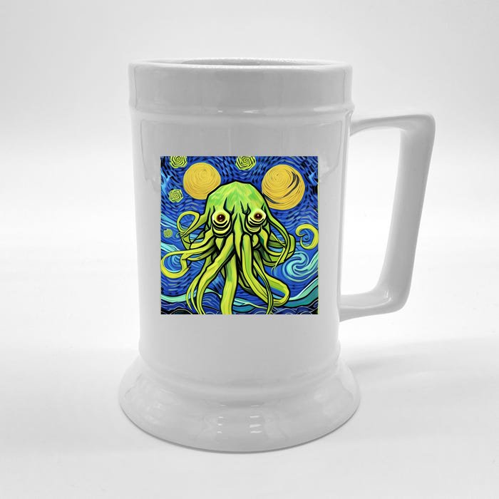 Van Gogh Style Cthulhu Lovecraft Starry Night Front & Back Beer Stein