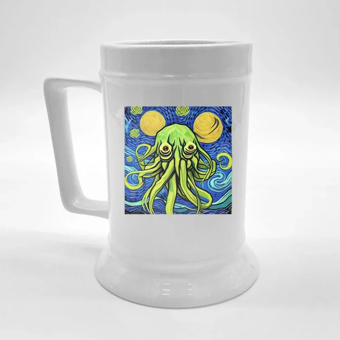 Van Gogh Style Cthulhu Lovecraft Starry Night Front & Back Beer Stein